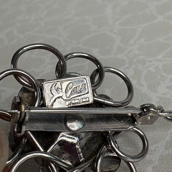 Vintage Pegasus Coro Sterling Silver 925 Open Work Flower Brooch Pin Rose 1940s - Picture 3 of 6